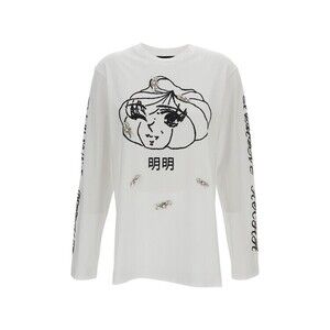 Simone Rocha White Dim Sum Logo Print Long Sleeve T-Shirt - NWT
